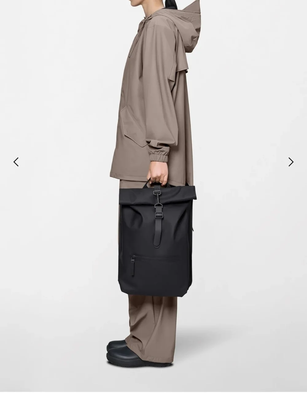 Black Roll-Top Backpack - Minimal Men’s Everyday Bag Black